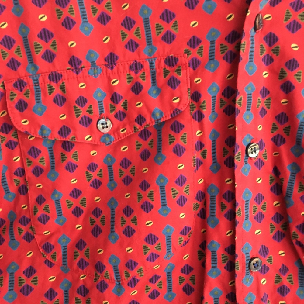 Vintage Red Patterned Button Down - image 5